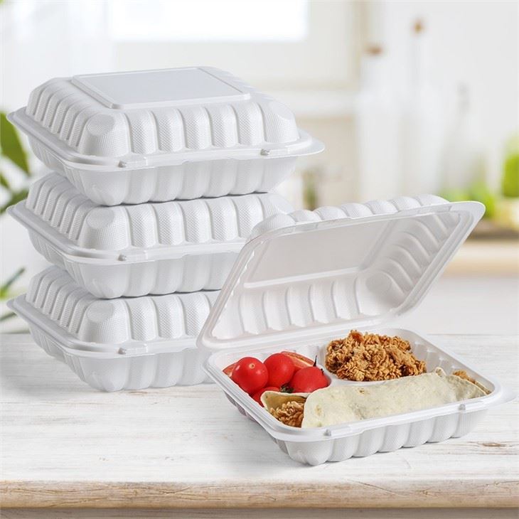 White MFPP Take Out Container 3 Compartment