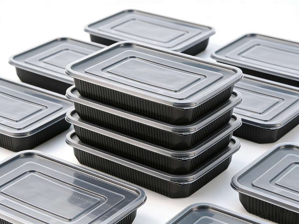 40oz Black Food Container